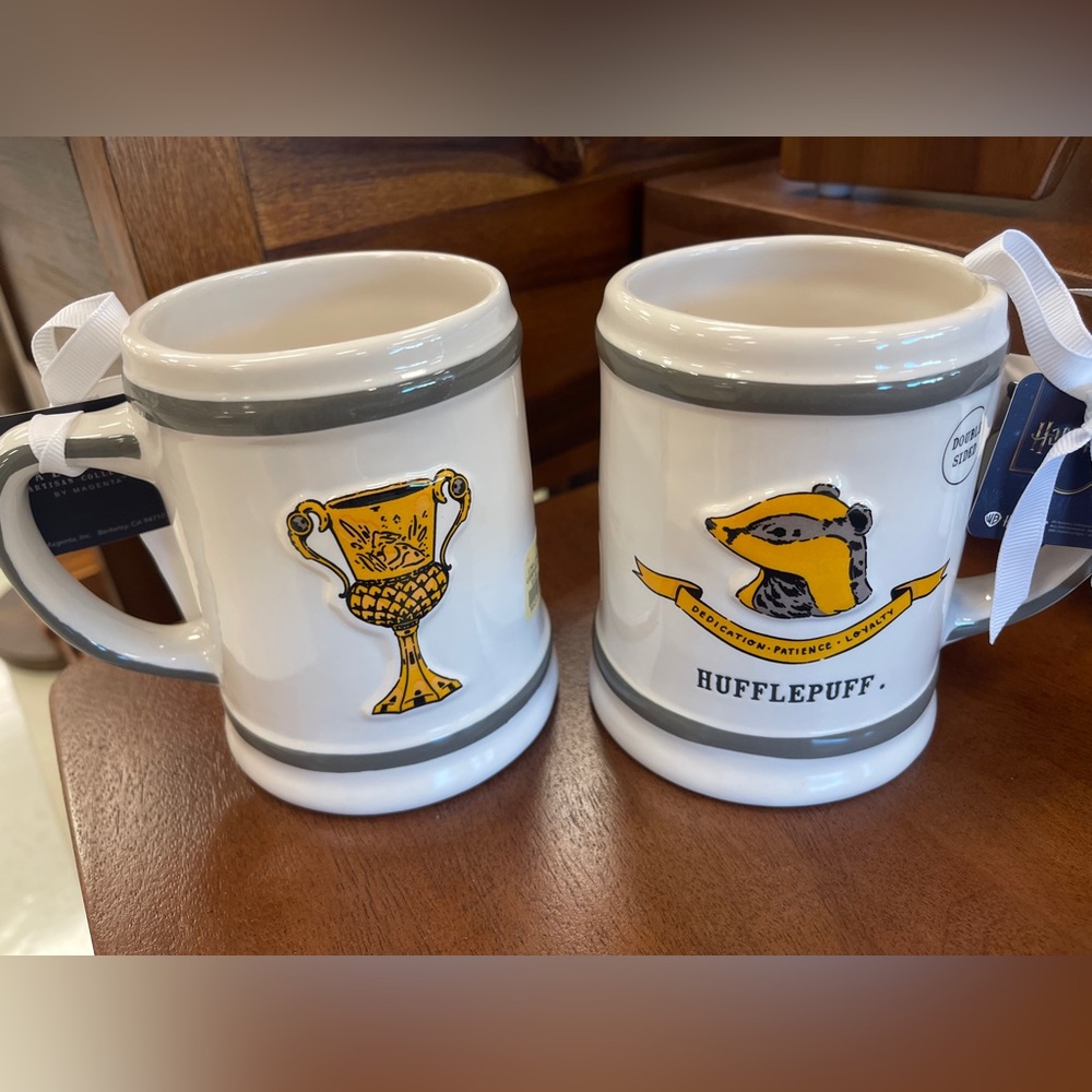 RAE DUNN Harry Potter 💛 Helga’s Cup Goblet Horcrux Doublesided ceramic mug NWT